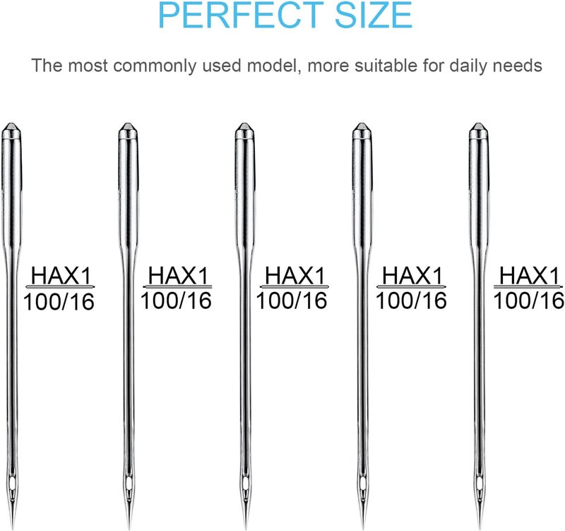 kidoom Sewing Machine Needles, 10 PCS Universal Sewing Machine Needle, Compatible with Singer, Brother, Janome, Varmax, Size HAX1 100/16 - Image 2